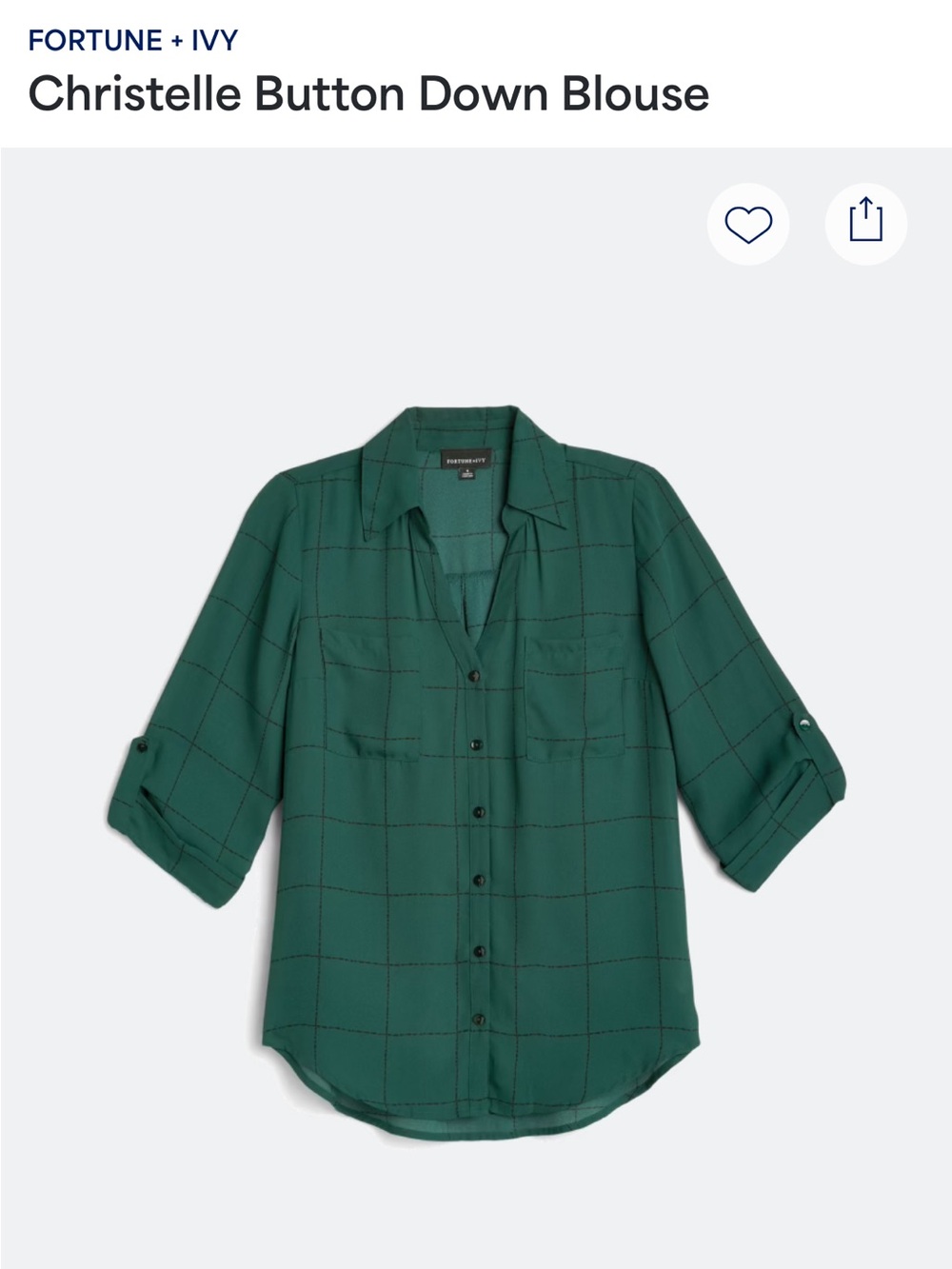 Fortune + Ivy Emerald Windowpane Button-Down Shirt